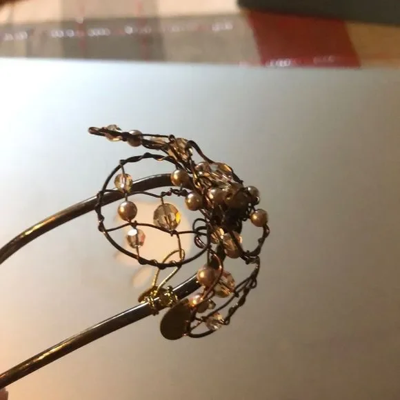 Colette Malouf Signed Hairpin Fork Floral Wire Design Petal Crystals 5 in Long Colette Malouf | eBay main image 3